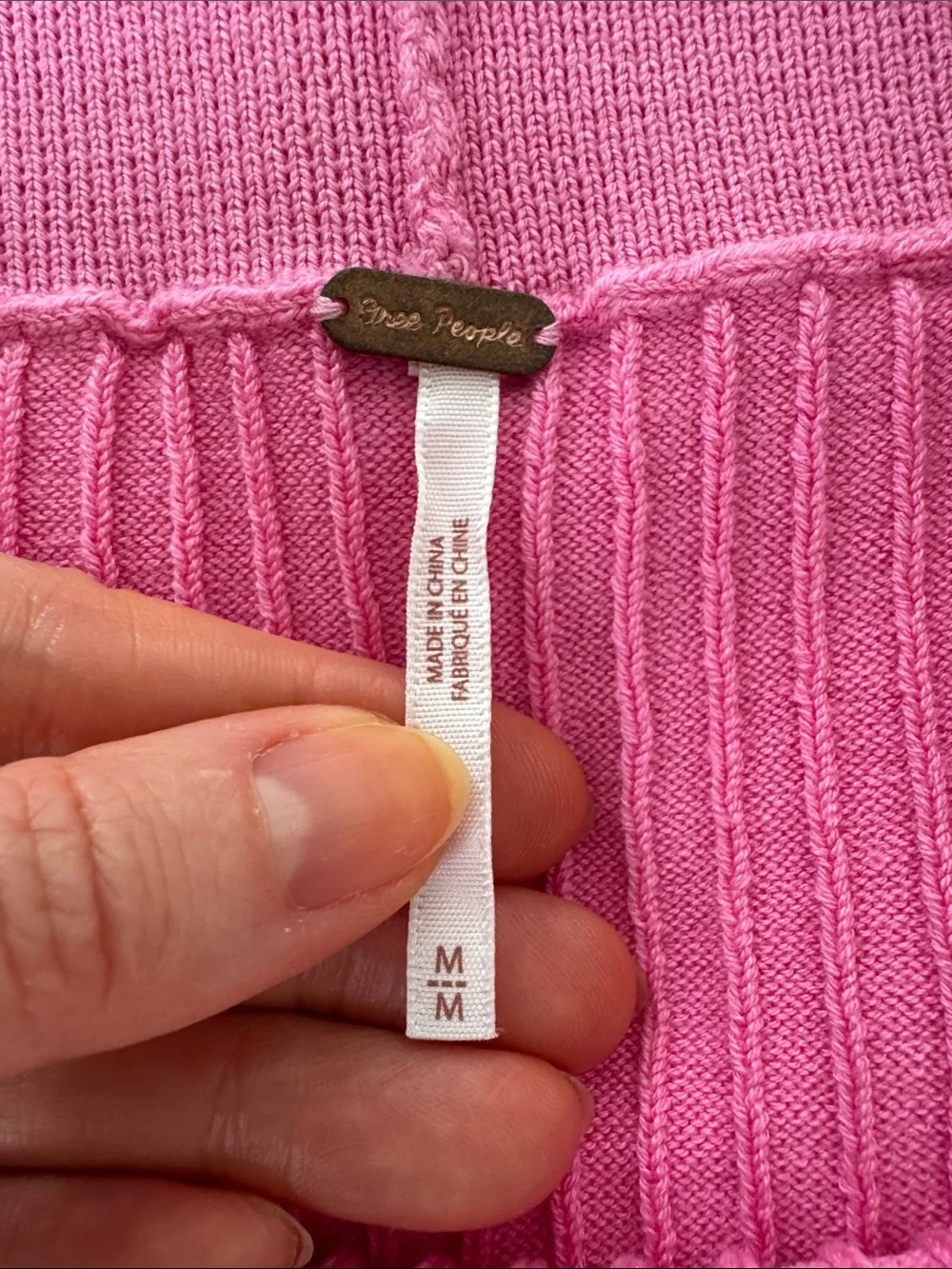 Free People Pink Ribbed Knit Midi Skirt Slit Cotton Candy Bubblegum Pink Size M